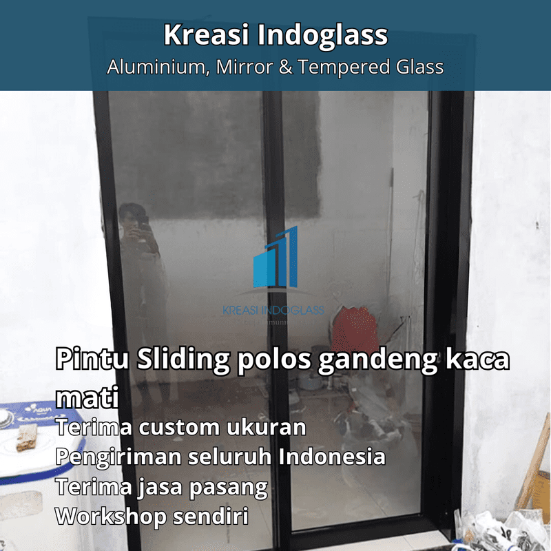 Pintu Sliding alumunium kaca polos gandeng kaca mati Pintu Sliding alumunium kaca polos gandeng kaca mati