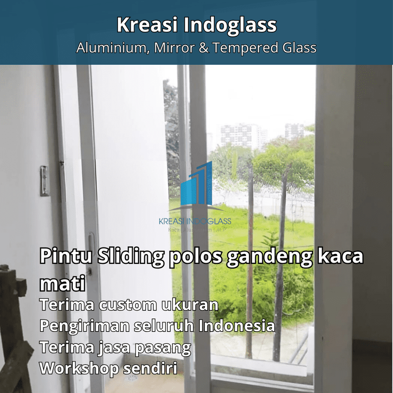 Pintu Sliding alumunium kaca polos gandeng kaca mati Pintu Sliding alumunium kaca polos gandeng kaca mati
