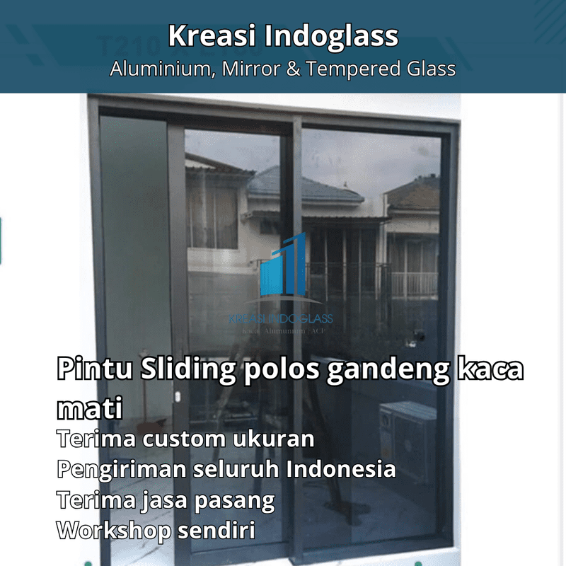 Pintu Sliding alumunium kaca polos gandeng kaca mati Pintu Sliding alumunium kaca polos gandeng kaca mati