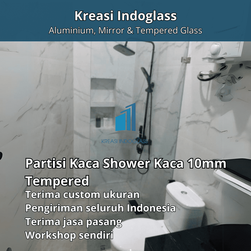Partisi Kaca Shower | Kamar Mandi Kaca 10mm Tempered Partisi Kaca Shower | Kamar Mandi Kaca 10mm Tempered